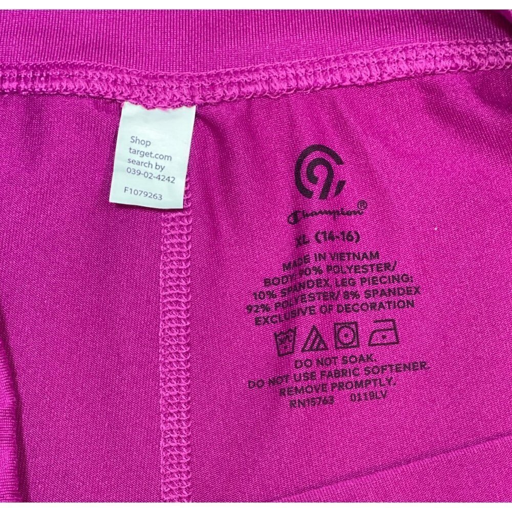 CHAMPION Girl's Cropped Athletic Pants Size XL (14-16) Fuchsia Stretch Yoga Gym - Picture 12 of 12